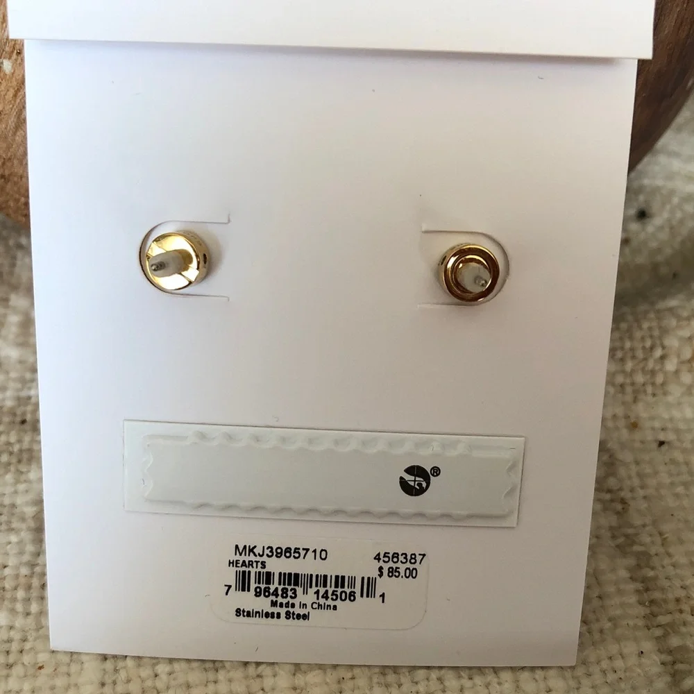 Michael Kors Gold Plated Stainless Steel Crystal Heart Stud Earrings NWT